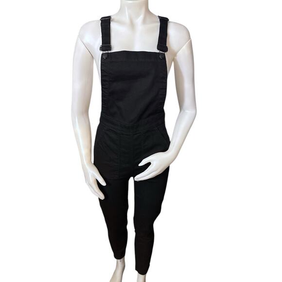 Madewell Pants - Madewell Black Skinny Overalls: Raw-Hem Edition Cotton Blend Size S Style G8317